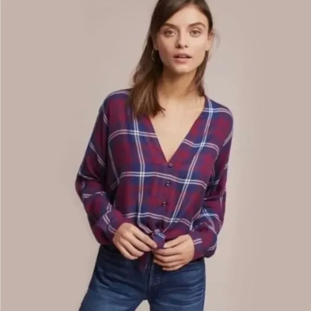 Anthropologie Rails Tie Front Blouse